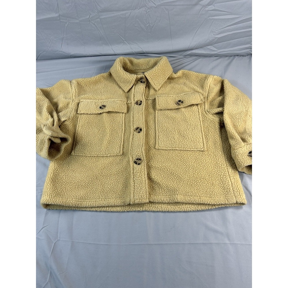 Forever 21 Yellow Sherpa Jacket Womens Medium Teddy Shacket